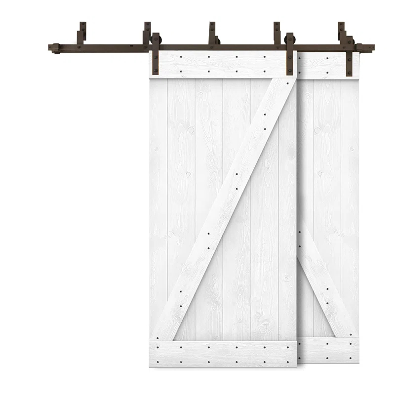 Calhome 84'' Solid Wood Paneled Painted with Installation Hardware Kit Barn Door