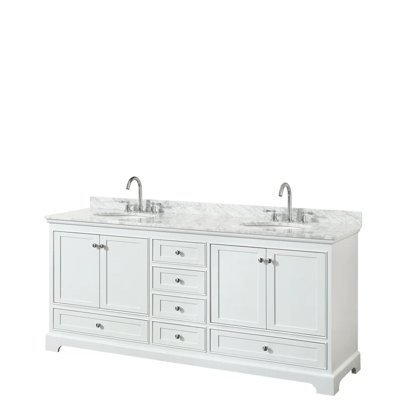 Deborah 80'' Double Bathroom Vanity with Marble Top
