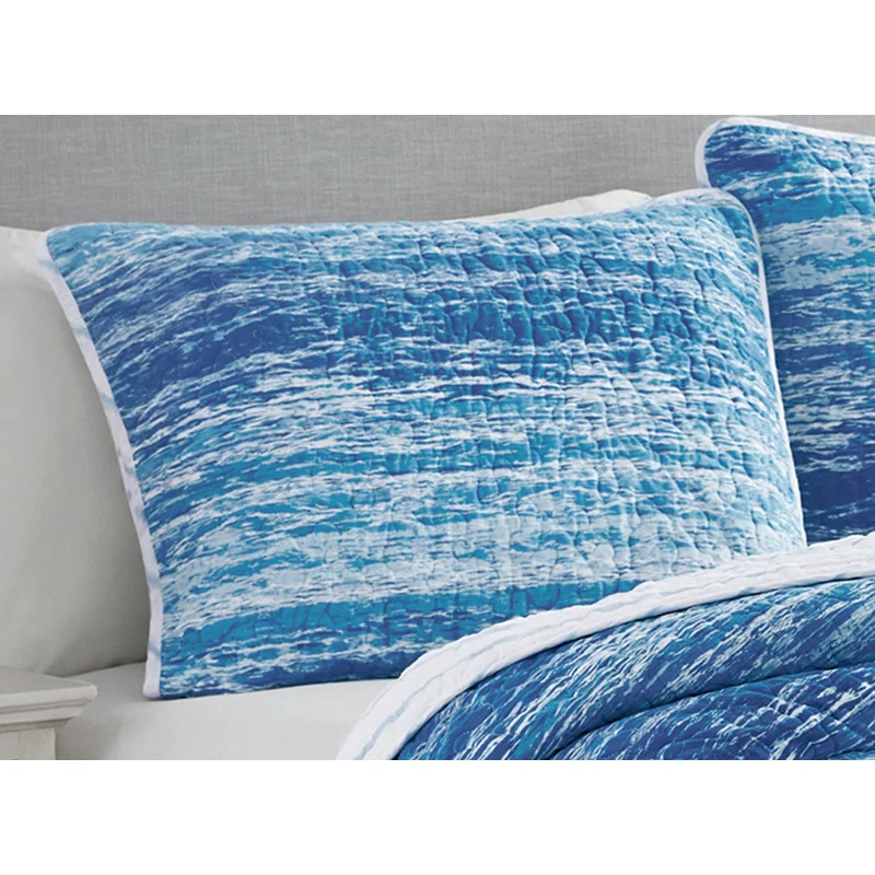 DESIGN STUDIO Ocean Stripe Blue All-Season Reversible Cotton Quilt Set