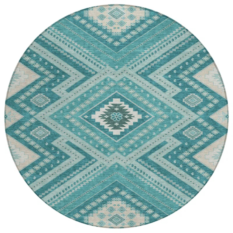 Machine Washable Indoor/Outdoor Chayden ACN1010 Teal 2'6" x 3'10" Rug