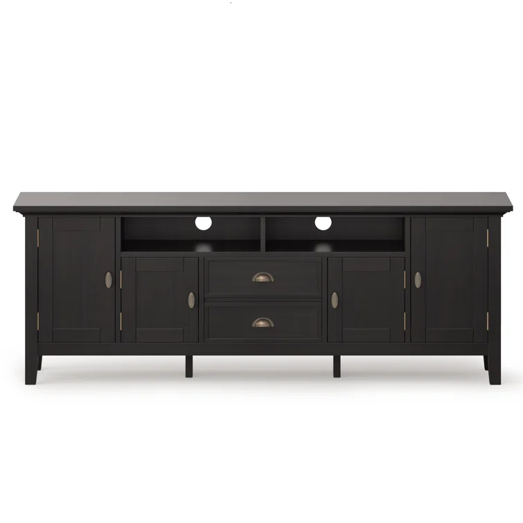 Simpli Home Redmond 72"W Solid Wood TV Stand for TVs up to 80" with Storage Cabinets