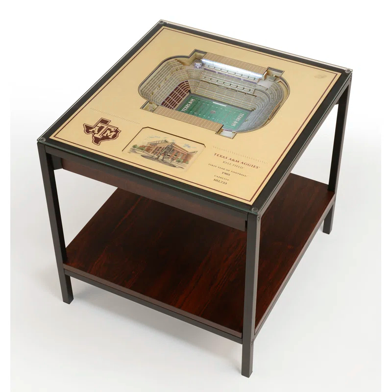 YouTheFan Glass Top End Table