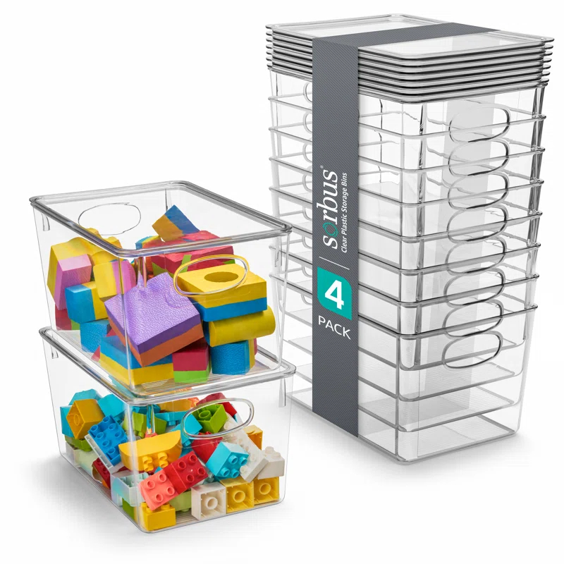 Sorbus Sorbus Large Clear Toy Storage Containers with Lids and Handles 8 Pack