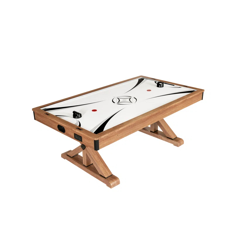Hathaway Daulton 7 Ft Air Hockey Table for Family Game Room - With LED Scoring, Commercial-Grade Blower, X-Pattern Support Base, Ergonomic Strikers & Pucks - White Oak Finish