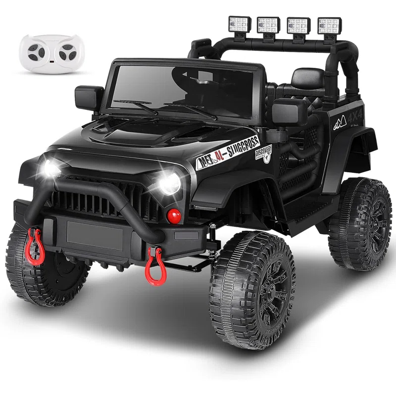 Ancheer Alex 24V Electric Ride on Jeeps for Kids, Ride On Car Truck with Remote Control, Battery Power Car Wheels for Kids w/LED Lights, Bluetooth, Music, 3 Speeds, 24 Volt Ride on Toys for Boys and Girls