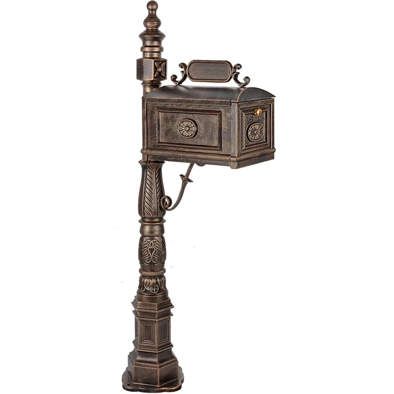 Polar Aurora Cast Aluminum Mailbox With Post Barcelona Decorative Modern Mail Box For Outside