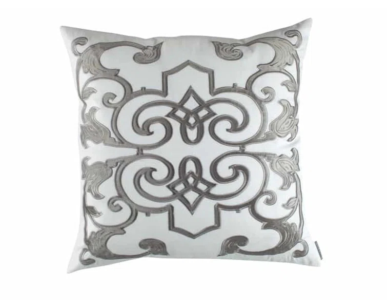 Lili Alessandra Mozart Appliqued Feather Linen Throw Pillow