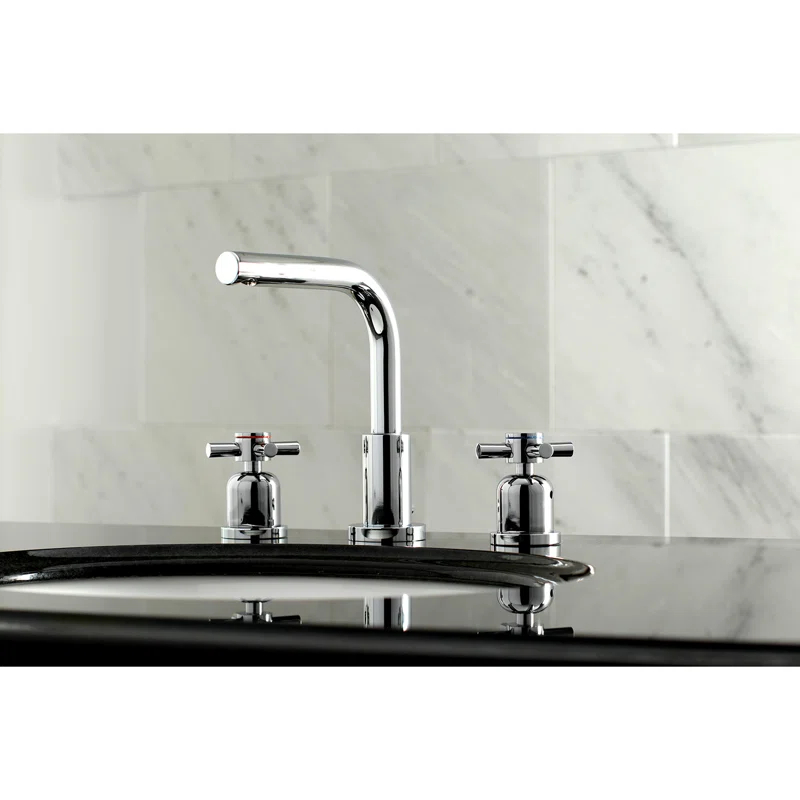 Kingston Brass Concord Two-Handle 3-Hole Deck Mount Widespread Bathroom Faucet with Brass Pop-Up Drain