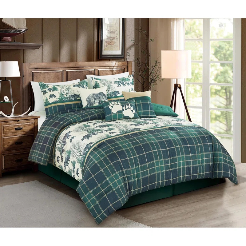 Chezmoi Collection Southwestern Cabin Lodge Bedding 7-Piece Bear Comforter Set