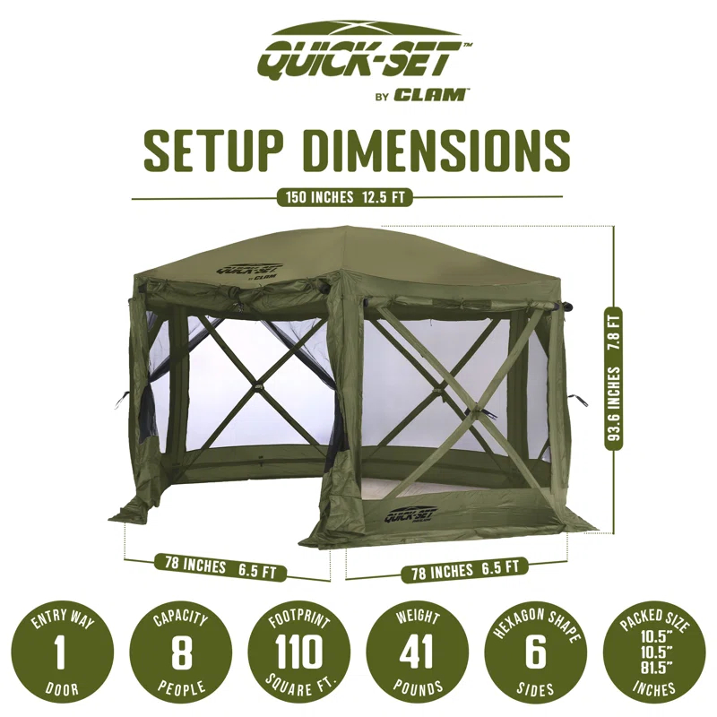 Clam CLAM Quick-Set Pavilion Portable Outdoor Canopy Shelter