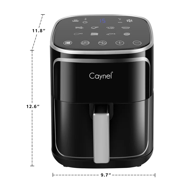 CAYNEL CAYNEL Air Fryer 5-Quart Capacity, Digital LED Touchscreen and 8 Presets, Non-Stick Basket & Crisper Plate