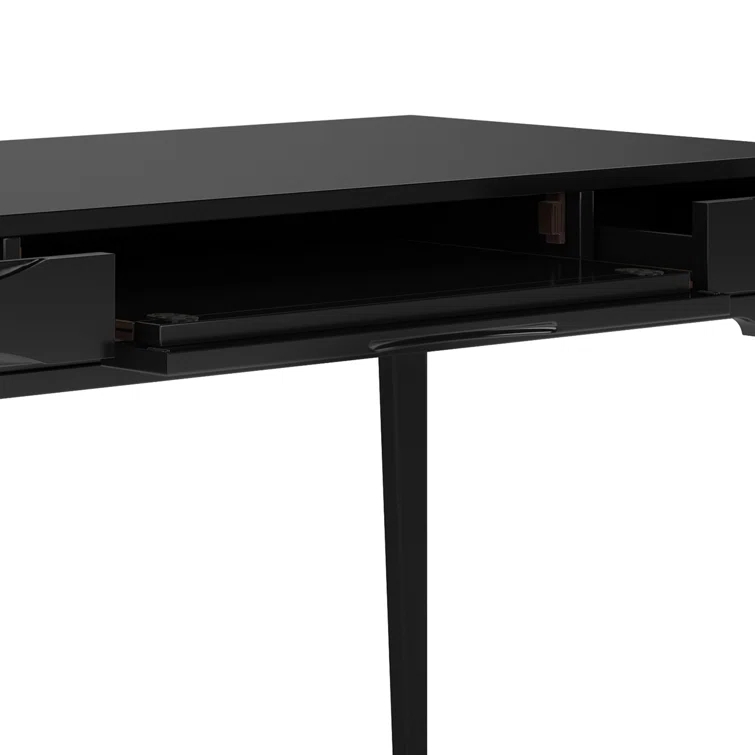 Simpli Home Harper Solid Wood Desk, Contemporary Style with Keyboard Tray and Storage