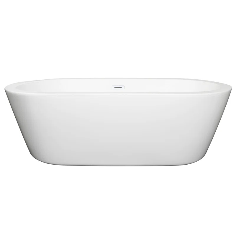 Wyndham Collection WCOBT100371SWTRIM Mermaid 71'' x 33.5'' Freestanding Soaking Acrylic Bathtub
