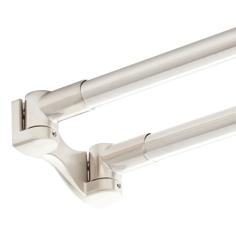 Signature Hardware 60" Brass Straight Double Bar Shower Curtain Rod