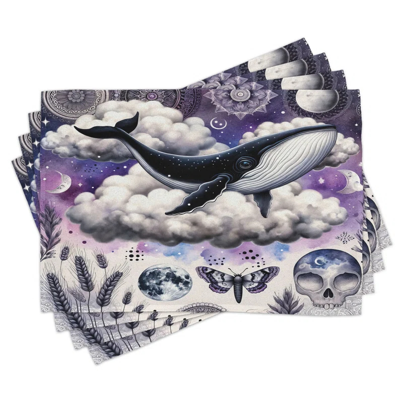 Ambesonne Polyester Lavender Dark Indigo Rectangle Placemat (Set of 4)