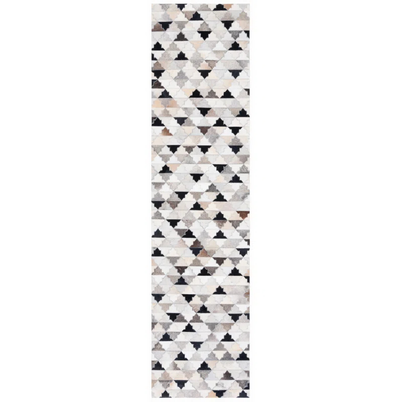 Loon Peak® Brentnal Flat Weave Hair On Leather Geometric Rug