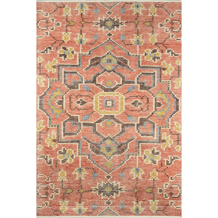 Reese Oriental Hand-Knotted Cotton Red/Dark Brown/Gold Area Rug