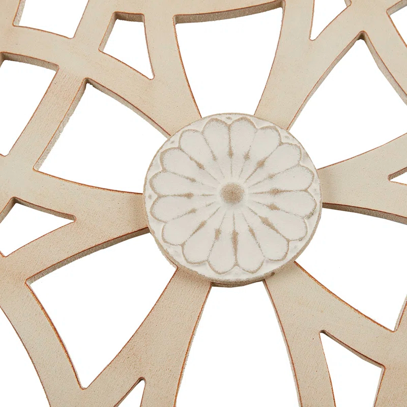 Winston Porter Geometric Wood Panel Wall Art, Farmhouse Style Fretwork Design, Solid Wood Frame Wall Decor