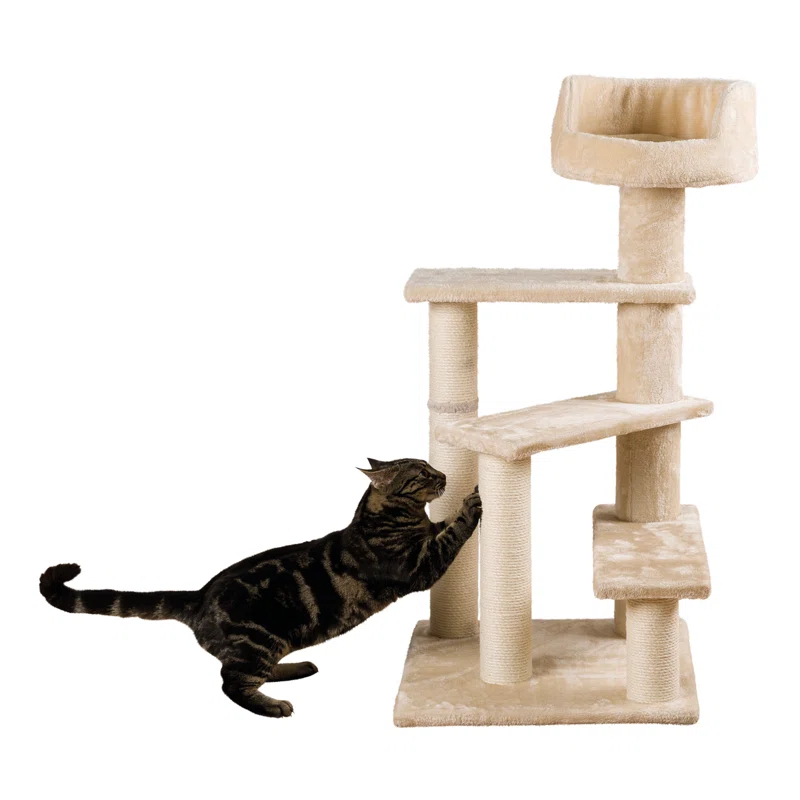 TRIXIE Tulia Senior 40.2" Cat Tower, 4-Level Cat Tree, Sisal Scratching Posts, Plush Platforms, Top Platform Bed
