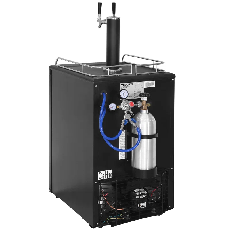 VEVOR VEVOR 5.7 Cubic Feet Silver Dual Tap Freestanding Kegerator with Adjustable Temperature