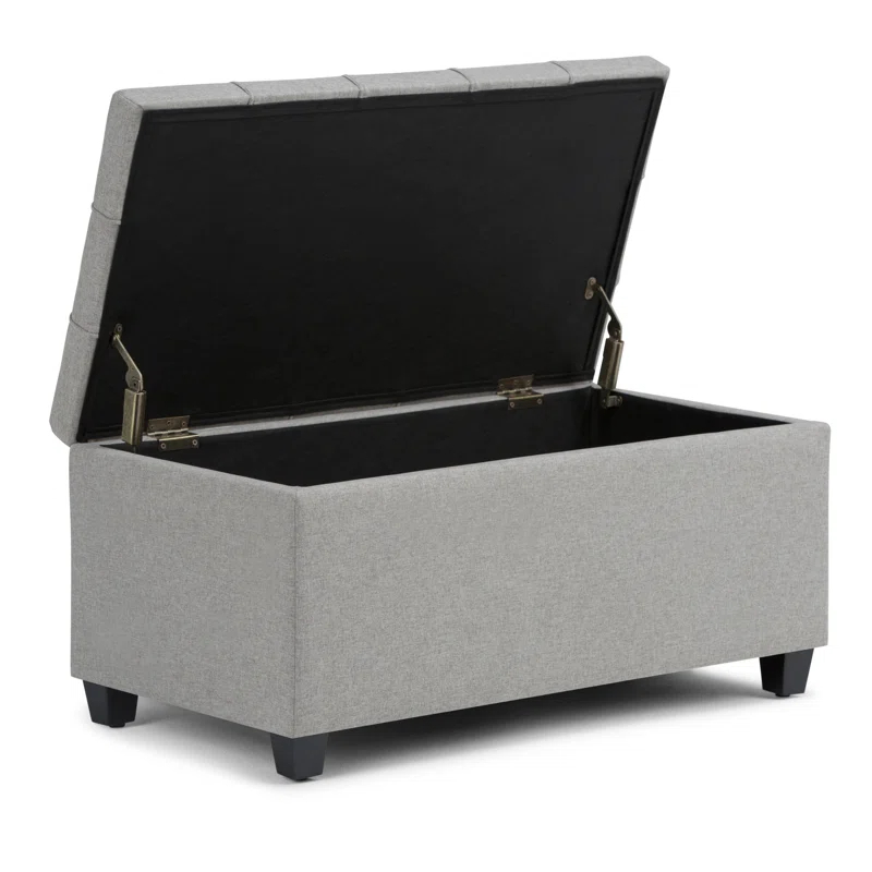 Simpli Home Sienna 33"W Upholstered Storage Ottoman Bench with Lift-Up Tufted Top
