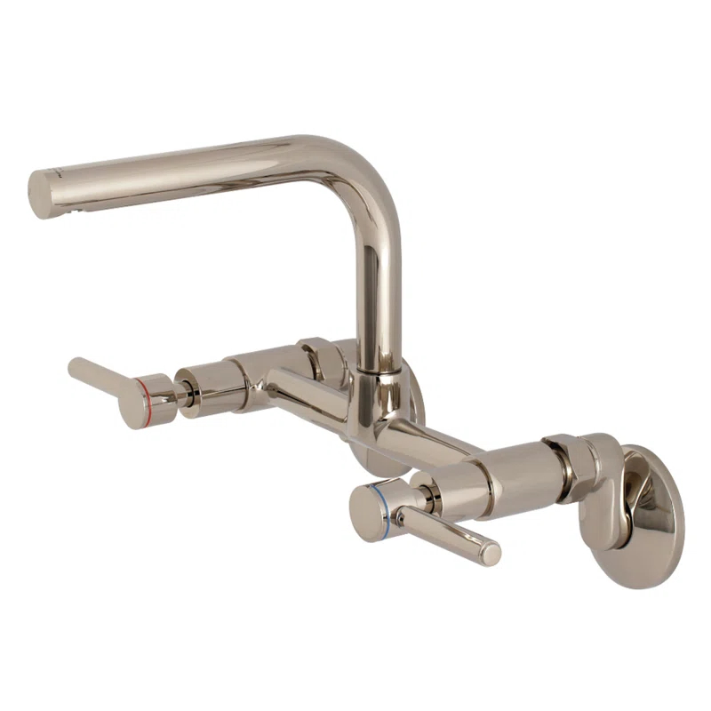Kingston Brass KS812PN Kingston Brass Concord Double-Handle 2-Hole Wall-Mount Bridge Kitchen Faucet