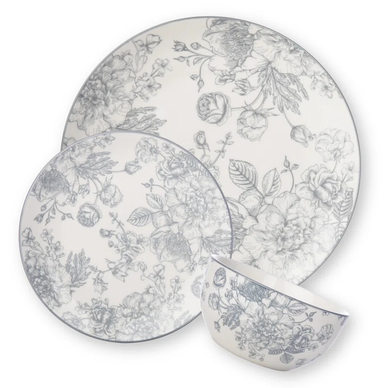 Godinger Silver Art Co Victoria Godinger 12 Piece Dinnerware Set, Service for 4