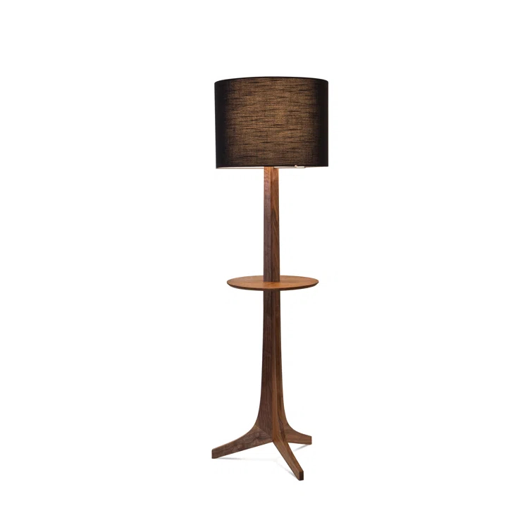 59" Black Amaretto Walnut Tripod Floor Lamp