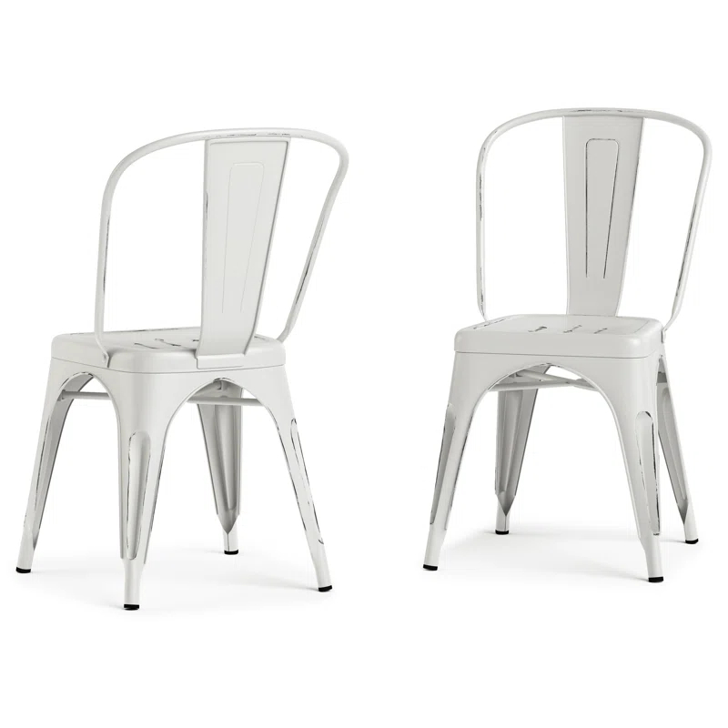 Simpli Home Fletcher Industrial Iron Dining Chair with Stackable Design and Protective Rubber Caps (Set of 2) (Set of 2)