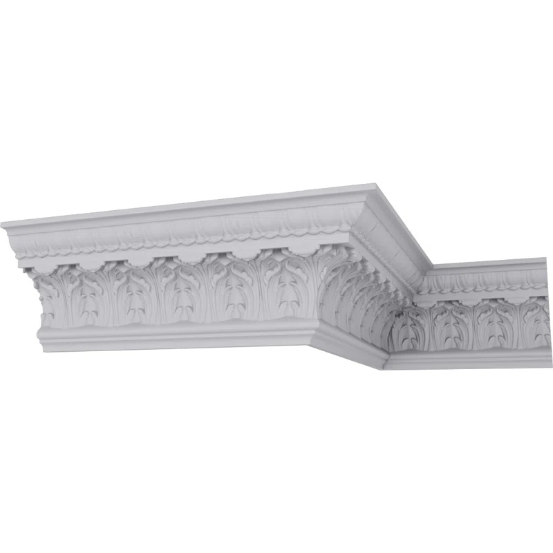 Ekena Millwork 7 3/4"H x 5 1/2"P x 9 1/2"F x 94 1/2"L Odessa Leaf Dentil Crown Moulding