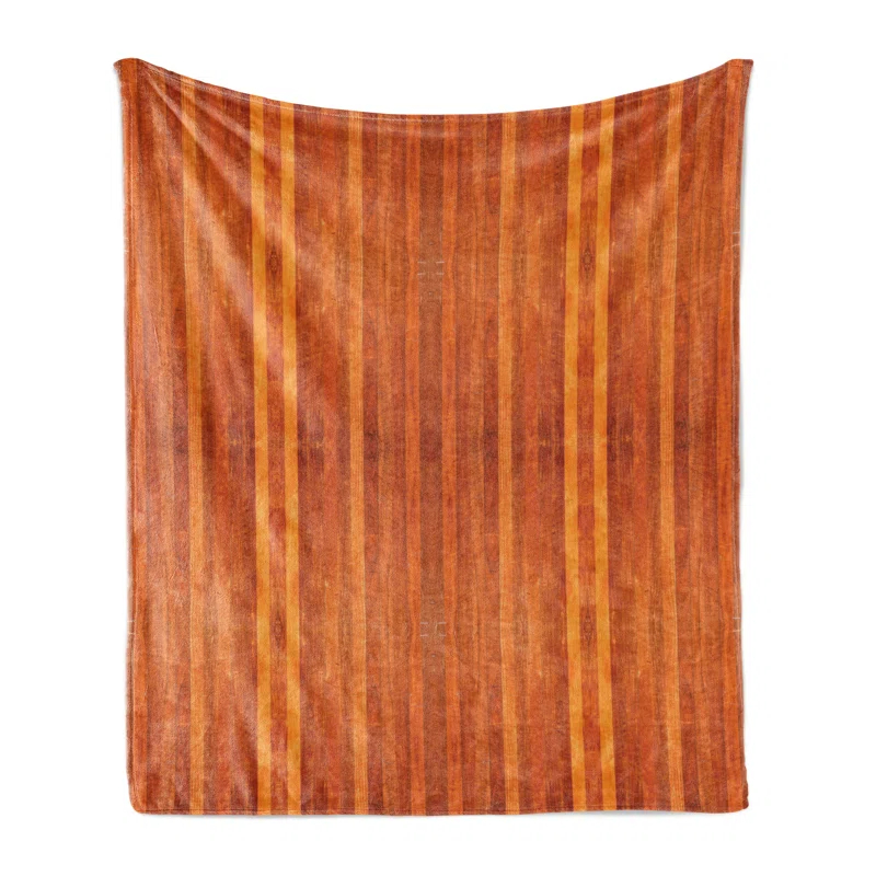 Ambesonne Ambesonne Cinnamon Fleece Throw Blanket Vertical Stripes in Brown Multicolor