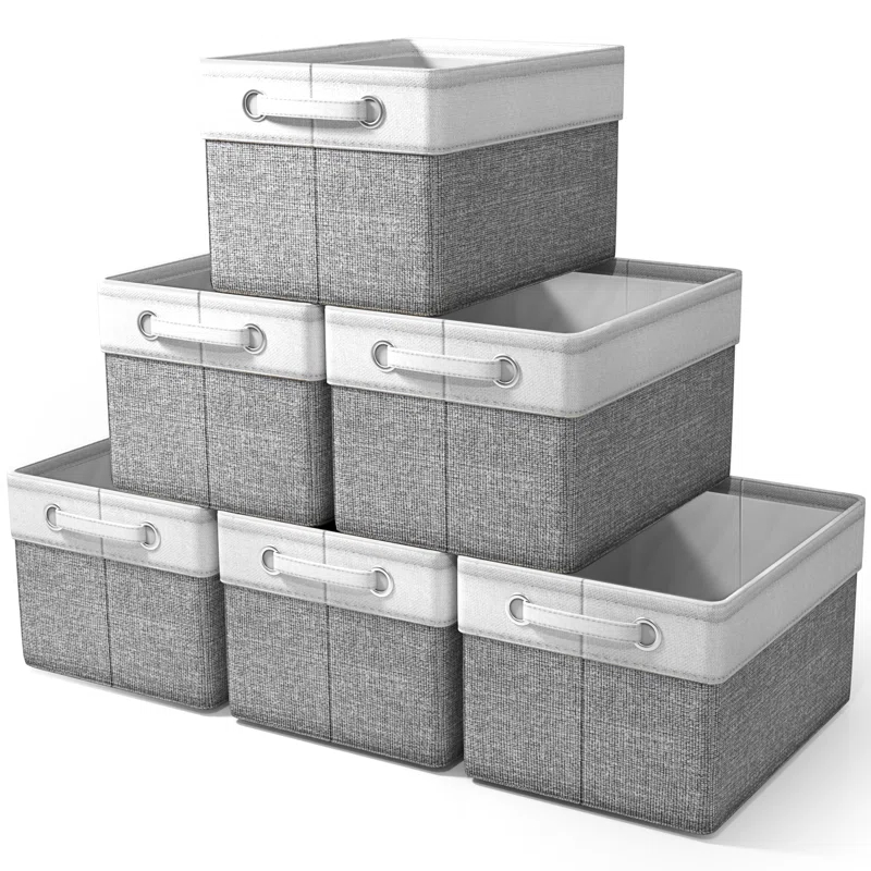 Sorbus Sorbus Fabric Storage Bins for Shelves Set of 6 - 15 Inch Sturdy Collapsible Storage Bins with 2 Handles, Foldable Baskets for Organizing Home, Closets, Shelf, Toys, Clothes, Large Decorative Storage Baskets
