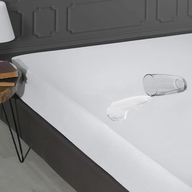 The Season The Season Essentials Turkish Cotton, Fitted Mattress Protector, Waterproof Overlay, White-Twin XL