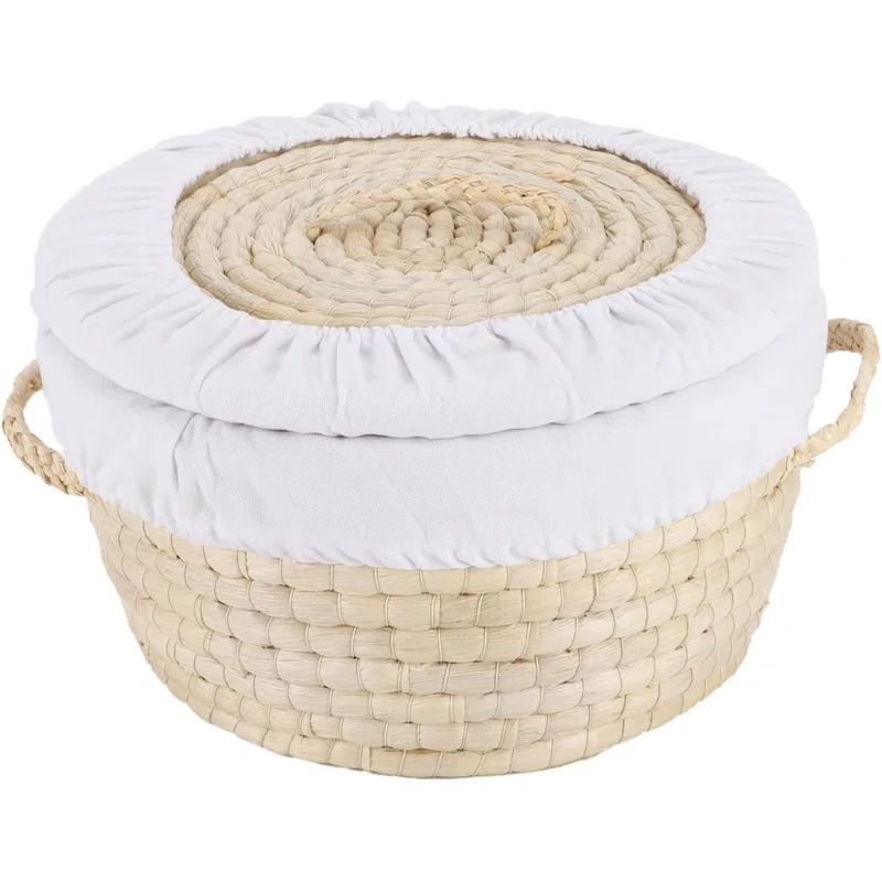 Gracie Oaks Round Bread Basket Serving Woven Bread Baskets Wicker Basket Sourdough Proofing Basket With Removable Liner And Cover  Wicker