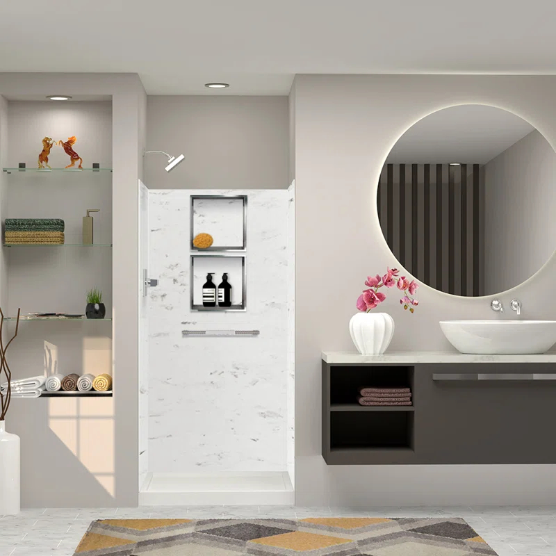 Transolid SaraMar 36'' W 36'' D 72'' H Glue Up Solid Surface Wall