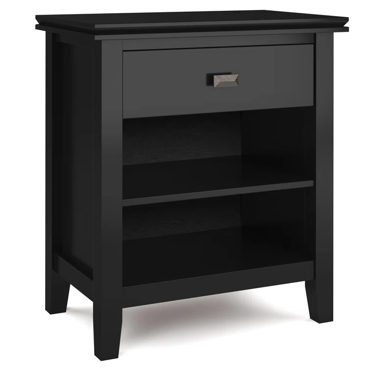 Simpli Home Artisan 24"W Solid Wood Nightstand with Drawer and Shelves & Reviews | Wayfair