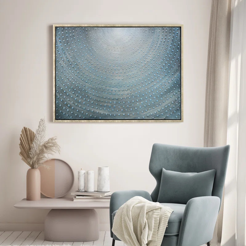 Empire Art Direct Cosmic Swirl Textured Metallic Hand Painted Blue Framed Canvas Wall Art