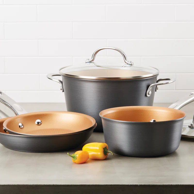 Ayesha Curry Ayesha Curry Home Collection Hard Anodized Nonstick Sauce Pan with Lid, 2 Quart