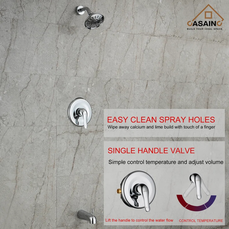 CASAINC HM-B202-SQ-CP All-In-One Kit with Rough in-Valve