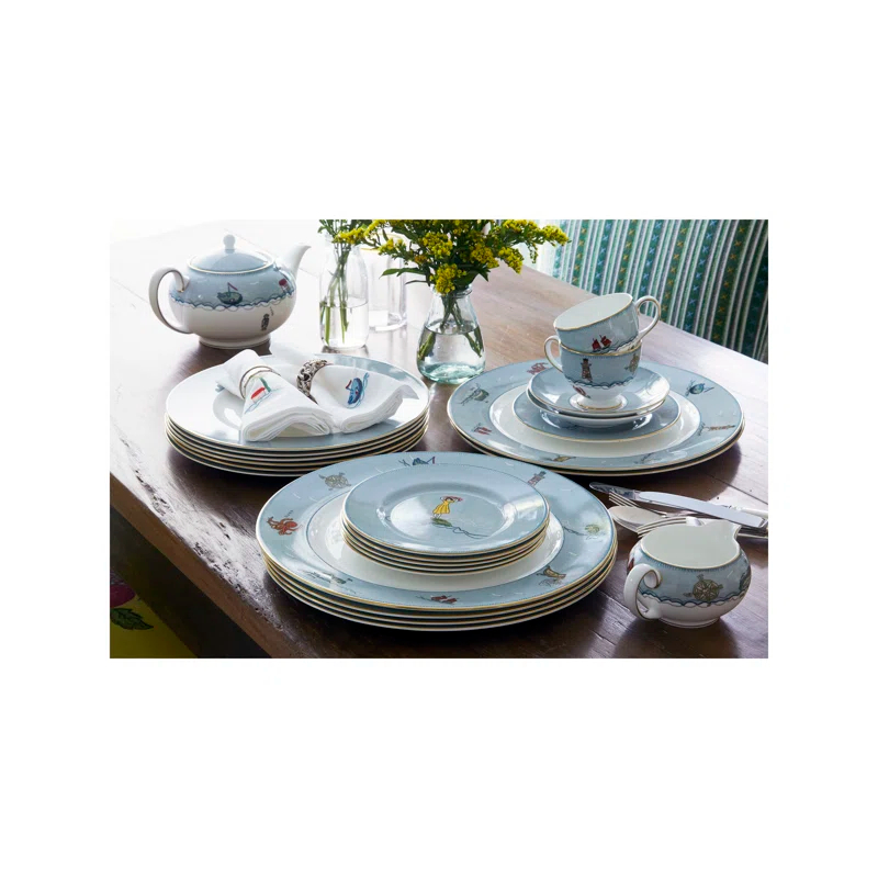 Wedgwood Kit Kemp Sailors Farewell Wedgwood Sailor's Farewell 5 Piece Bone China Place Setting, Service for 1 | Wayfair