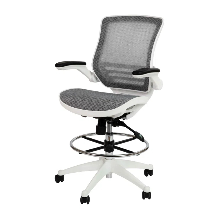 Flash Furniture Mignone Mid-Back Transparent Mesh Office Chair with Flip-Up Arms