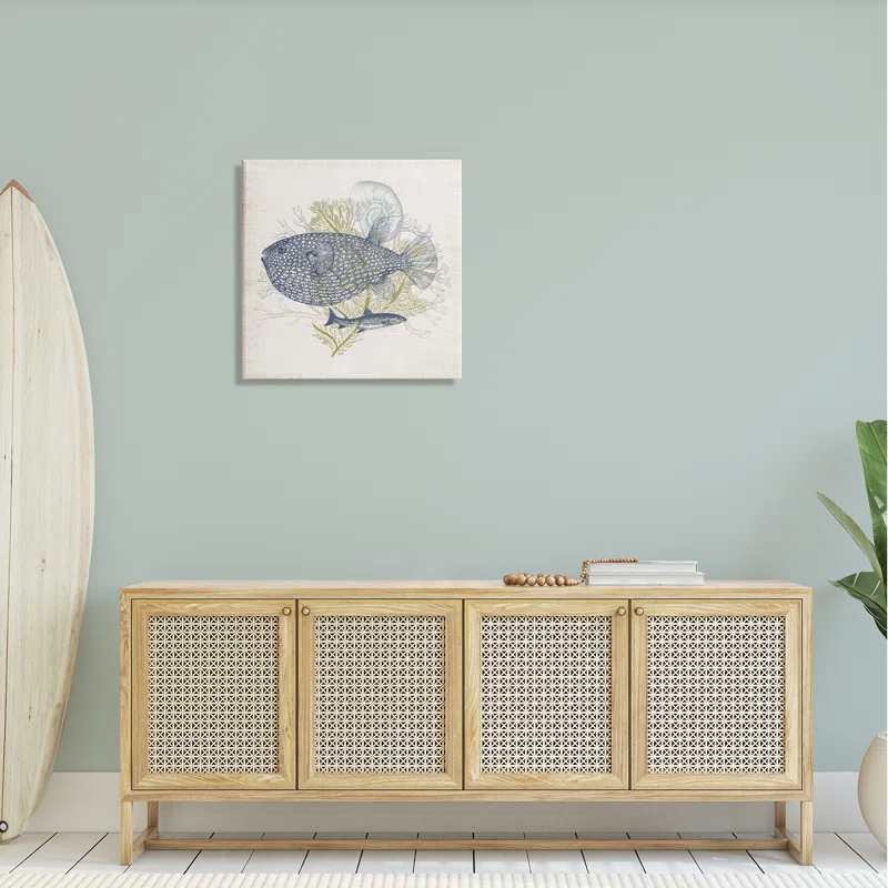 Stupell Industries " Aquatic Sea Life Rustic Seashell Layered Fish " by Victoria Barnes