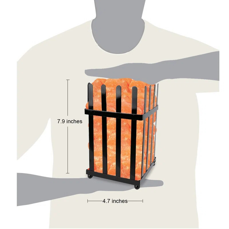 WBM LLC Himalayan Glow Picket Fence Style Metal Basket Salt Lamp- Dimmer Switch & ETL Certified Cord3