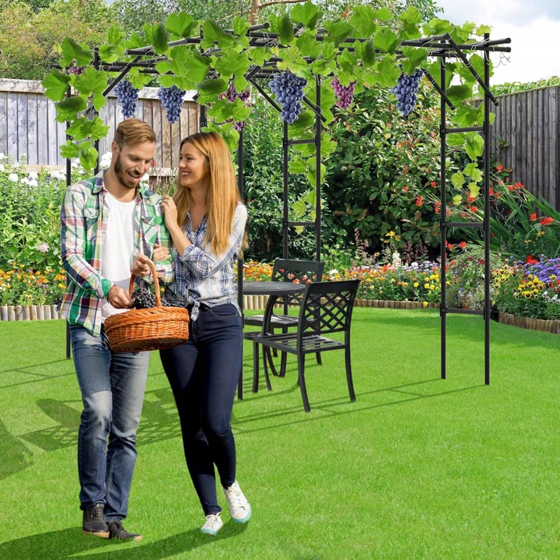 ShangQuan WuLiu Tall Garden Arch Trellis For Climbing Plants, Large Grape Vine Support Arch Arbor Trellis
