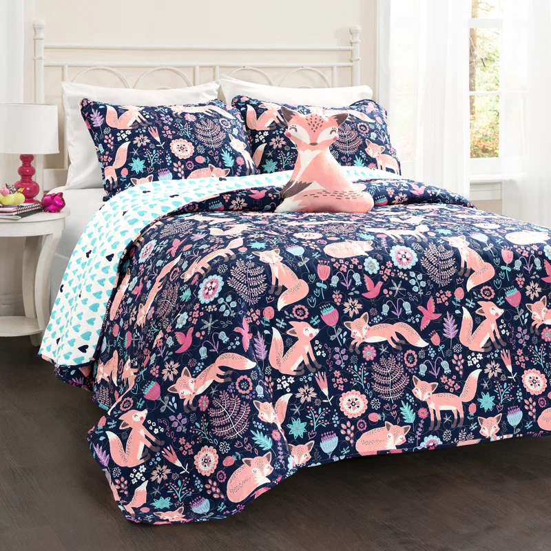 Lush Decor Microfiber Reversible Traditional 4 Piece Quilt Set