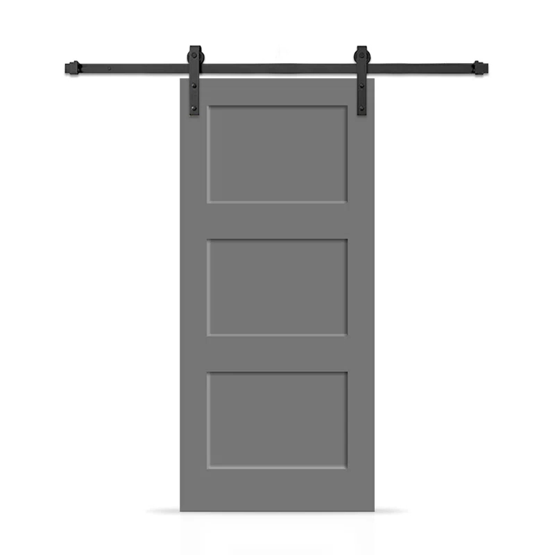 Calhome 3 Panel Shaker Painted Composite Modern Interior Sliding Barn Door with Hardware Kit