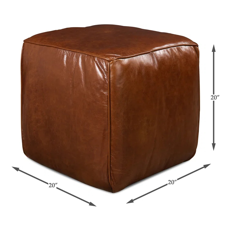 Traditional Bismarck Old Bay Leather Tufted Storage Ottoman