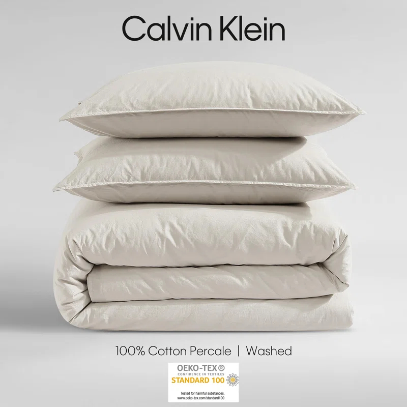 Calvin Klein Calvin Klein Washed Percale Cotton Solid Comforter Set