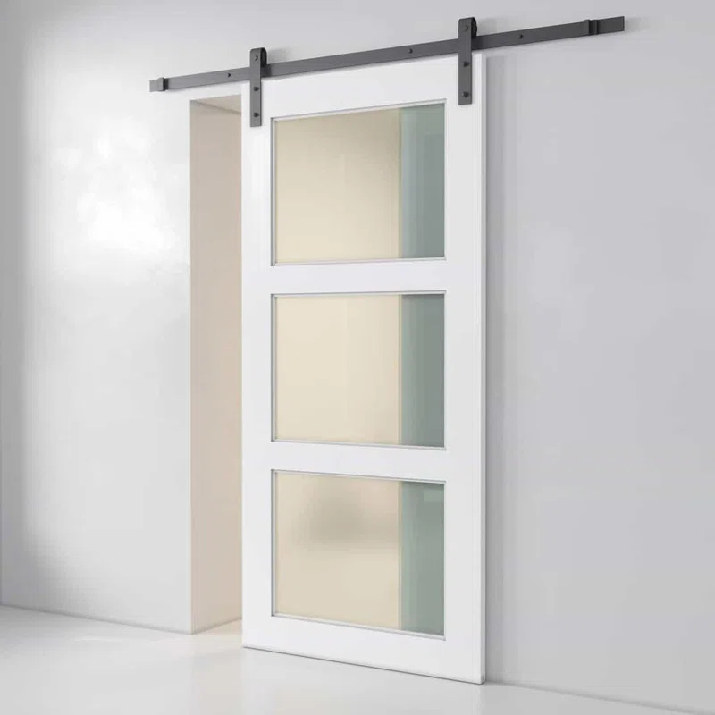 Urban Woodcraft 40'' x 83'' Solid + Manufactured Wood Painted with Installation Hardware Kit Barn Door
