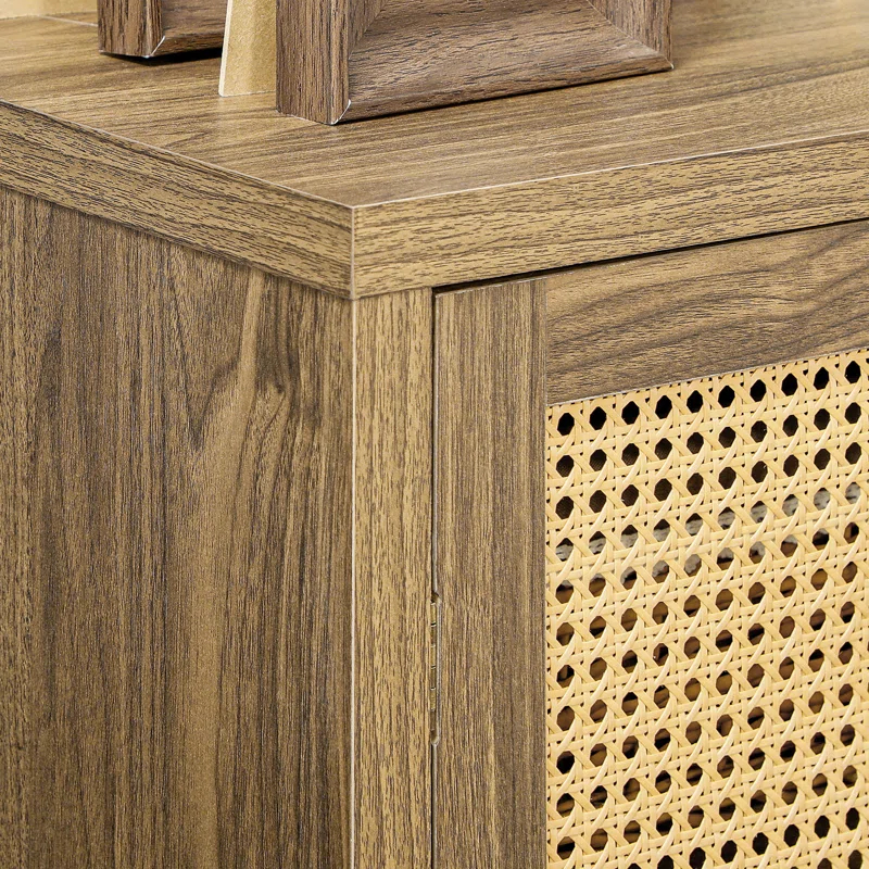 Bayou Breeze HOMCOM Sideboard Buffet Cabinet With Rattan Doors, Brown
